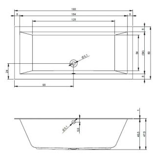 Акриловая ванна Riho Lugo B133001005 180х80см белый